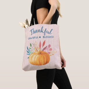 Dankbar, gesegnet mit Orange Pumpkin Tasche