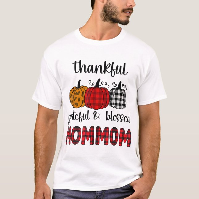 Dankbar, gesegnet Mommom Erntedank T-Shirt (Vorderseite)