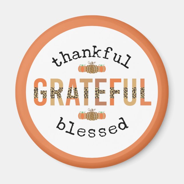 Dankbar, gesegnet Niedlich Fall Erntedank Magnet (Vorne)