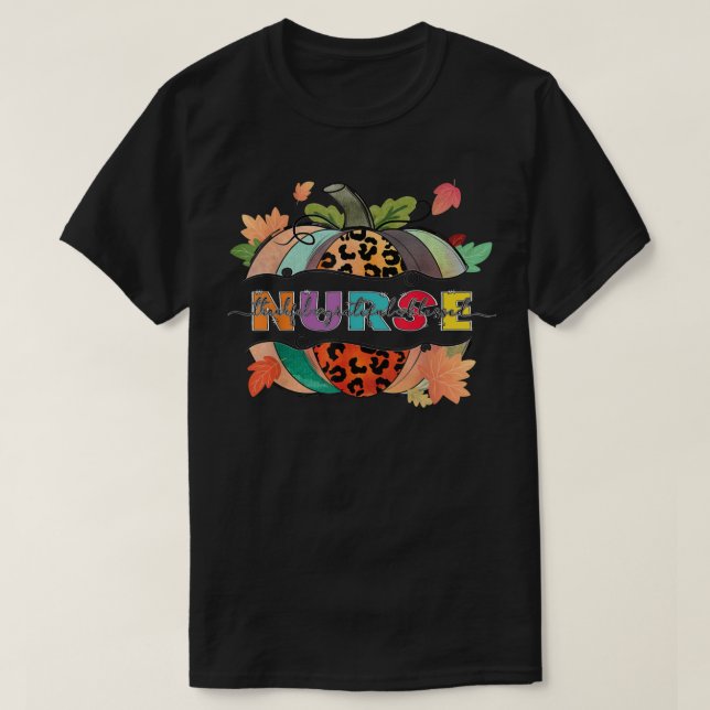 Dankbar, gesegnet Nurse Pumpkin Leopard Au T-Shirt (Design vorne)