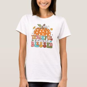 Dankbar, gesegnet Polka Dot Erntedank T-Shirt