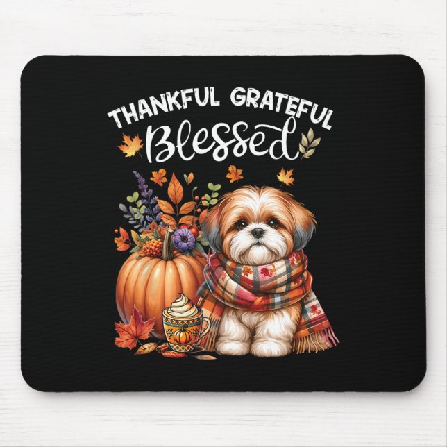 Dankbar, gesegnet Shih Tzu Dog Fall Y'all Mousepad (Vorne)