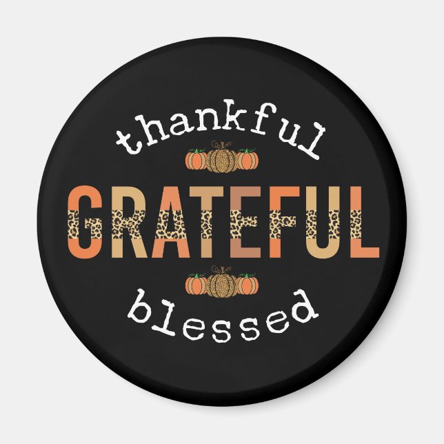 Dankbar, gesegnet Spaß Leopard Print Fall Magnet (Vorne)