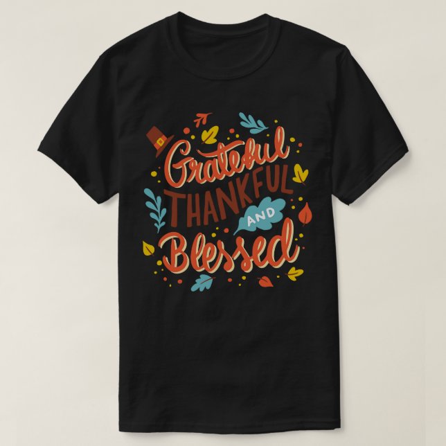 dankbar, gesegnet T-Shirt (Design vorne)