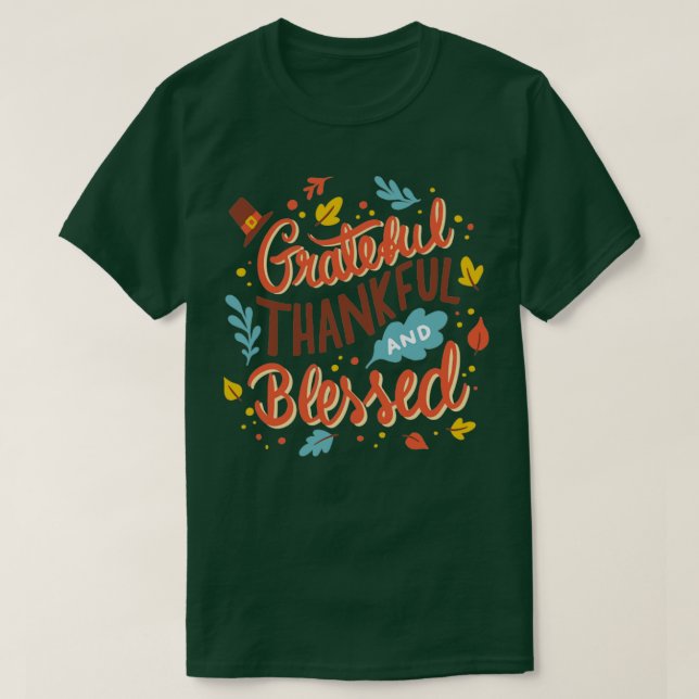 dankbar, gesegnet T-Shirt (Design vorne)