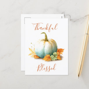 Dankbar & Gesegnet Thanksgiving Grußkarte Feiertagspostkarte