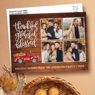 Dankbar Gesegnet Thanksgiving-Holz-LKW  Postkarte