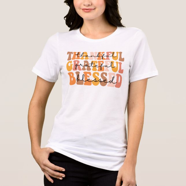 Dankbar, gesegnet Tri-Blend shirt (Vorderseite)