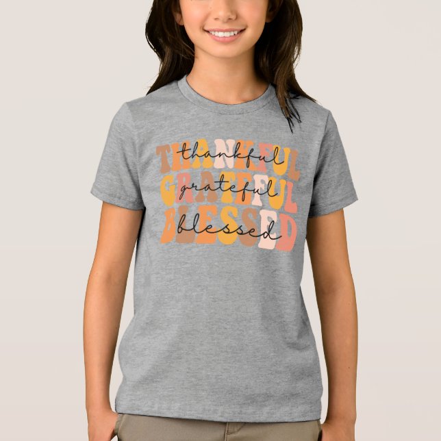 Dankbar, gesegnet Tri-Blend shirt (Vorderseite)