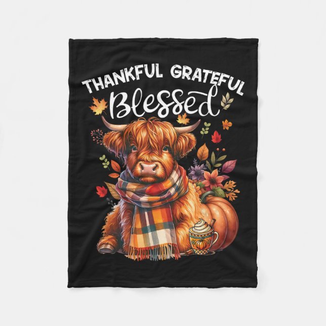 Dankbar gesegnete Kuh Fall Y'all Herbst Fleecedecke (Vorderseite)