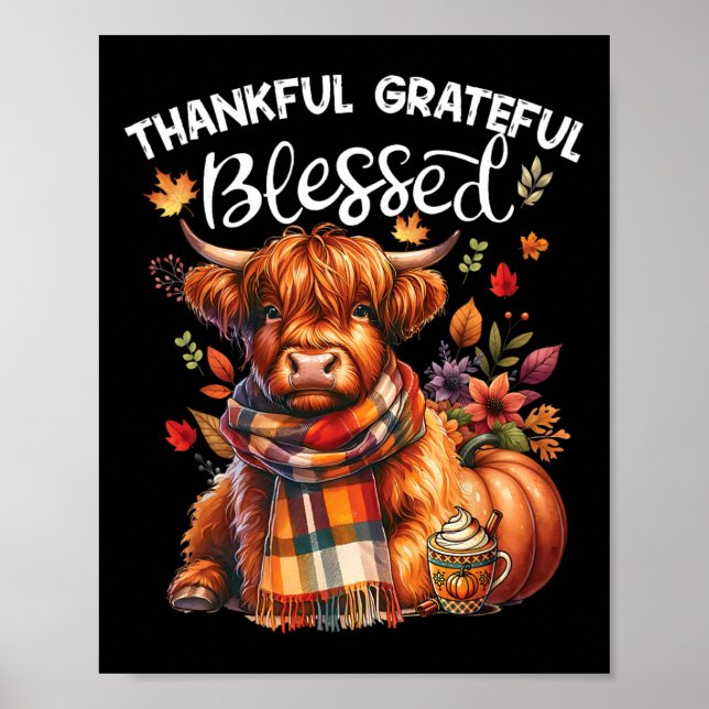 Dankbar gesegnete Kuh Fall Y'all Herbst Poster (Vorne)