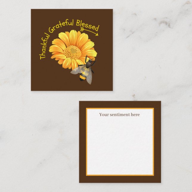 Dankbar gesegnete Sonnenblume personalisieren Mitteilungskarte (Vorne/Hinten)