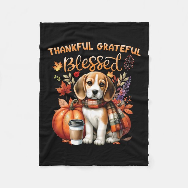 Dankbar gesegneter Beagle Hund glücklich Fall Y' Fleecedecke (Vorderseite)