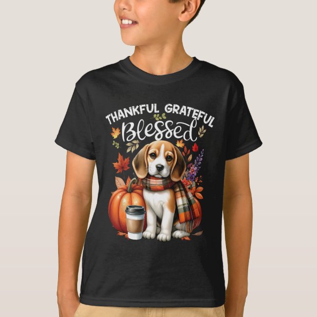 Dankbar gesegneter Beagle Hund glücklich Fall Y' T-Shirt (Vorderseite)