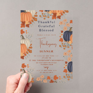 Dankbar Gesegneter Kürbis Thanksgiving Acryleinladungen
