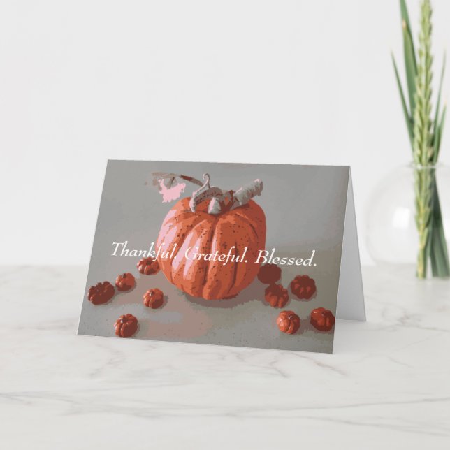 Dankbar, gesegneter Pumpkin-Erntedank Karte (Vorderseite)