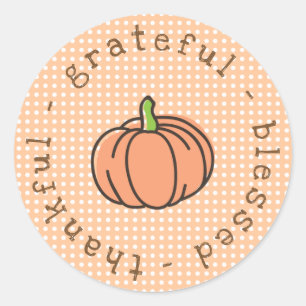 Dankbar, gesegneter Pumpkin-Erntedank Runder Aufkleber