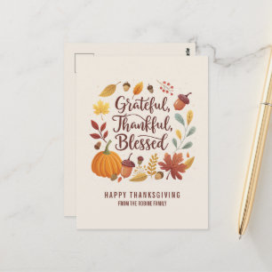 Dankbar Gesegnetes Blatt Thanksgiving Herbst Postkarte