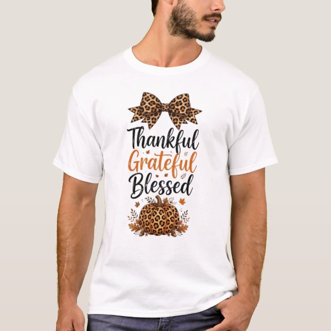 Dankbar Gesegnetes T-Shirt - Leopard-Bogen-Pump (Vorderseite)