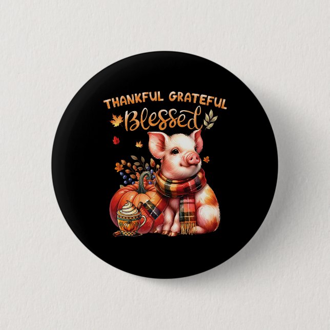 Dankbar gesegnetes Tierfleisch Fall Y'a Button (Vorderseite)