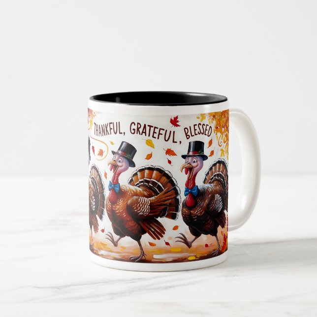 Dankbar Glückwunsch zum Erntedankfest Zweifarbige Tasse (VorderseiteRechts)