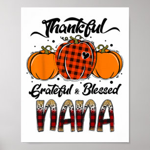 Dankbar Grateful Gesegnete Nana Kariert Thanksgivi Poster