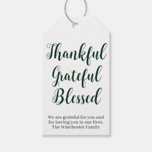 Dankbar Grateful Gesegnetes grünes Skript Urlaub Geschenkanhänger
