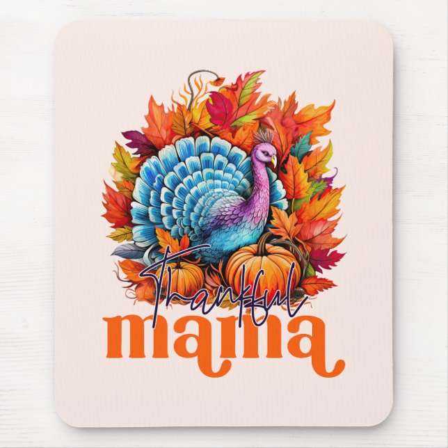 Dankbar Mama Türkei und Herbst Blätter Mousepad (Vorne)