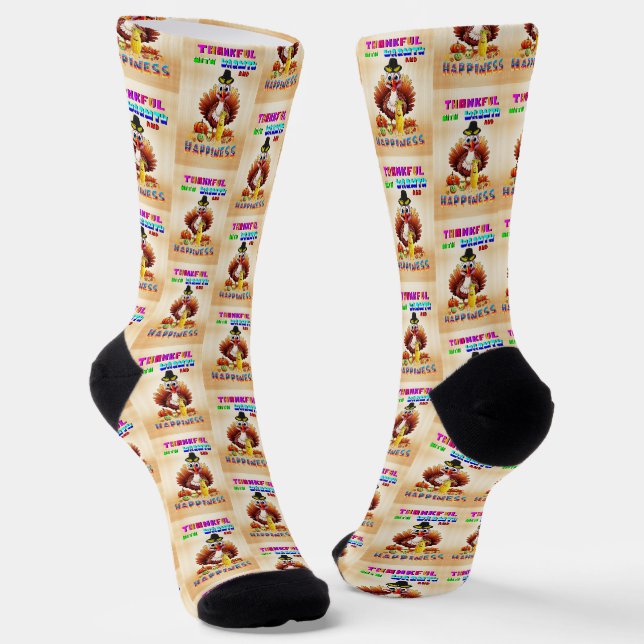 Dankbar mit Wärme und Glück Socken (Gewinkelt)