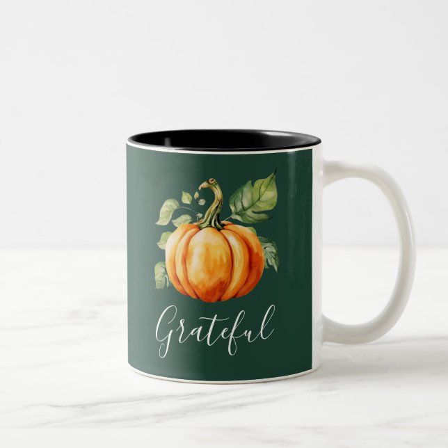 Dankbar Orange Pumpkin Green Zweifarbige Tasse (Rechts)
