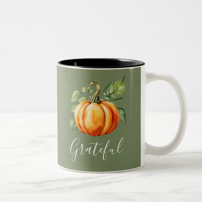 Dankbar Orange Pumpkin Moss Green Zweifarbige Tasse (Rechts)