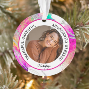 Dankbar, Selig gesegnet Foto Rainbow Ornament