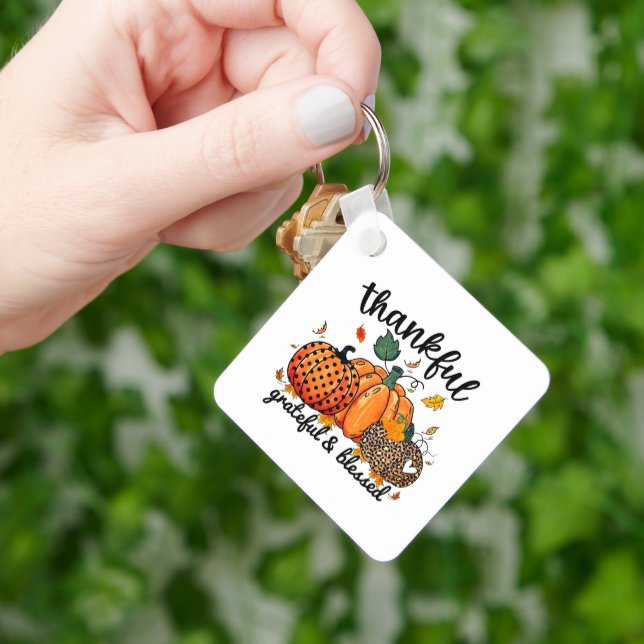 Dankbar Seligen Autumn Pumpkin Schlüsselanhänger (Hand)