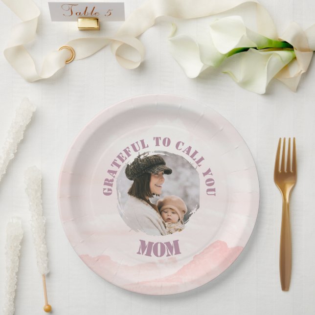 Dankbar, Sie Mama nennen zu dürfen - Papierplatte  Pappteller (Hochzeit)