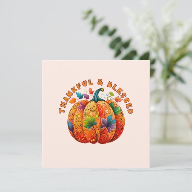 Dankbar und gesegnet Autumn Pumpkin (Stehend Vorderseite)