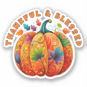 Dankbar und gesegnet Autumn Pumpkin Aufkleber