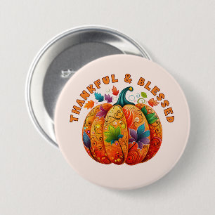 Dankbar und gesegnet Autumn Pumpkin Button