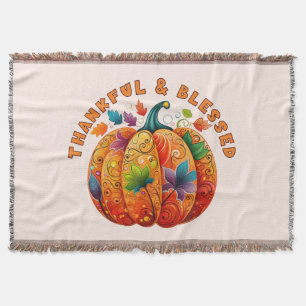 Dankbar und gesegnet Autumn Pumpkin Decke
