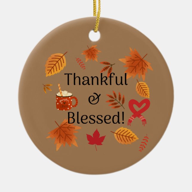 Dankbar und gesegnet! keramik ornament (Vorne)