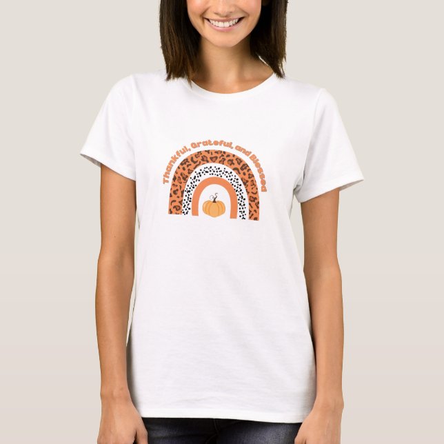 Dankbar und gesegnet Kürbisfrauen T-Shirt (Vorderseite)