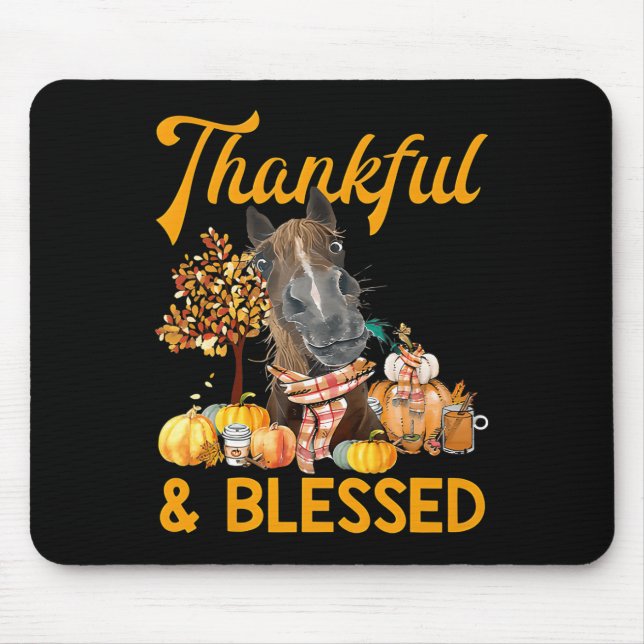 dankbar und gesegnet Kürbispferd Fall danksgivi Mousepad (Vorne)