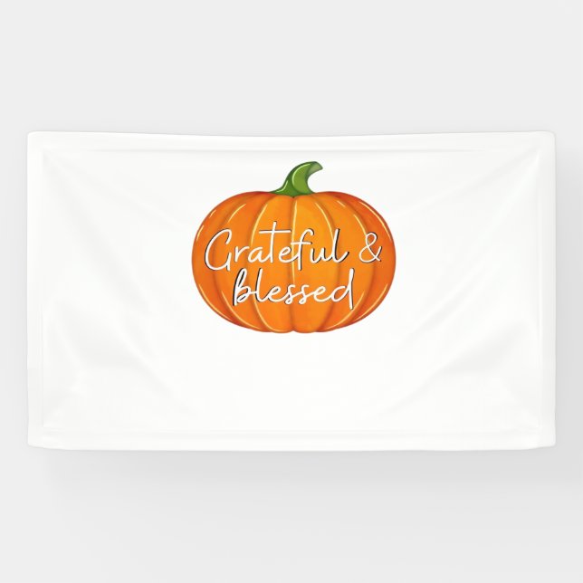 Dankbar und gesegnet - Pumpkin Fall Erntedank Banner (Horizontal)