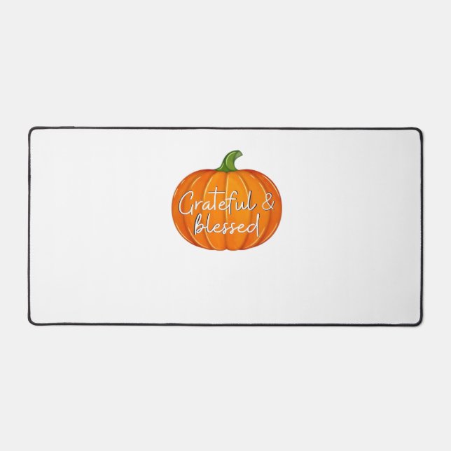 Dankbar und gesegnet - Pumpkin Fall Erntedank Schreibtischunterlage (Vorderseite)