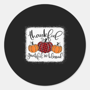 Dankbar und gesegnet Pumpkin Fall Thanksg Runder Aufkleber