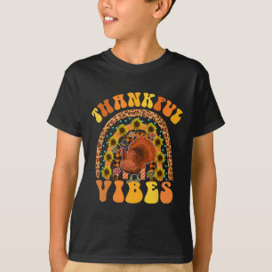 Dankbar Vibes Rainbow Turkey Fall Retro Groovh T-Shirt