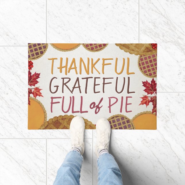 Dankbar voll von Pie Happy Thanksgiving Fußmatte (Indoor)
