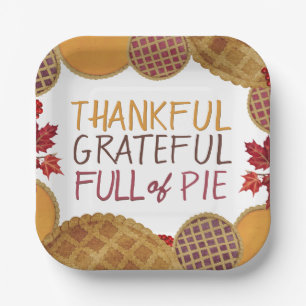 Dankbar voll von Pie Happy Thanksgiving Pappteller