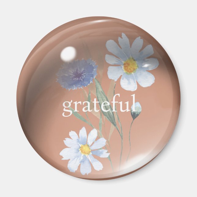 Dankbare 3D Wasserfall mit Blume Ocker Magnet (Vorne)
