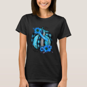 Dankbare Blue Pumpkin Sonnenblumen Diabetes Bewuss T-Shirt