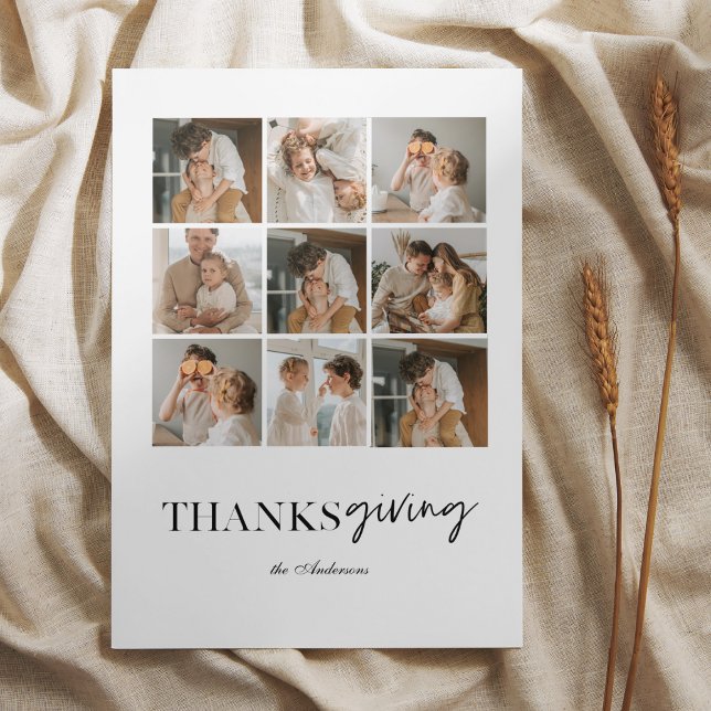 Dankbare Collage Family Foto Card | Elegant White (Von Creator hochgeladen)